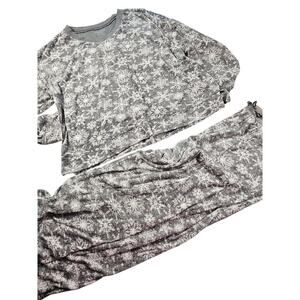 Nautica grey white snowflake velour holiday 2 peice pocket pajamas XXL women's ^